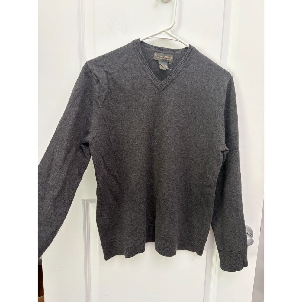 Banana Republic Italian Merino Wool Sweater Large Gray Fits Mens S/M Old Money